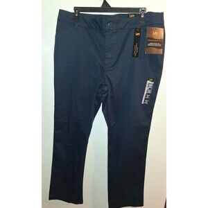 NWT Lee Navy Mid-rise Wrinkle Free Straight Leg Pants Sz 16